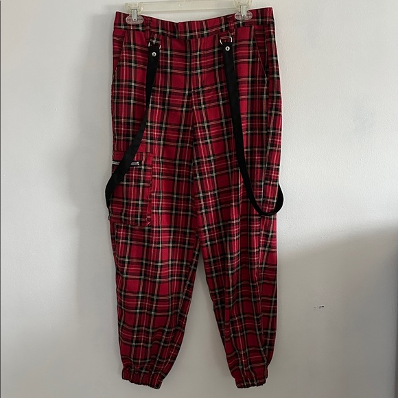 Hot Topic Pants - Hot Topic Red Plaid Cargo Jogger Pants 7